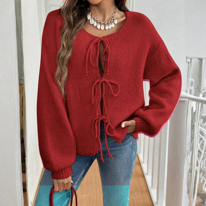 ADRIENNE™ - Chic Långärmad Rundhalsad Knytkofta