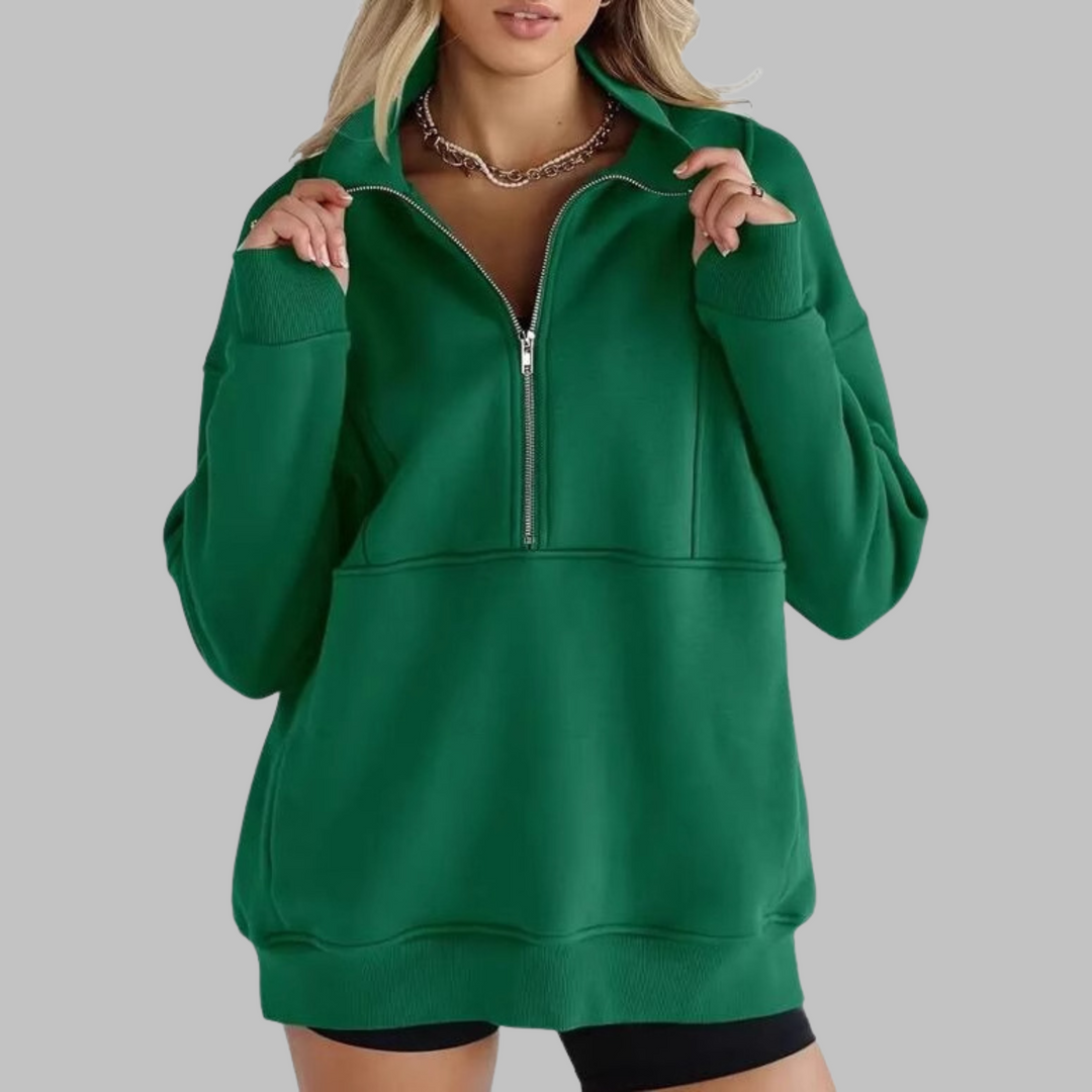 PSALM™ - Bekväm Kragad Halvdragkedja Översized Långärmad Sweatshirt