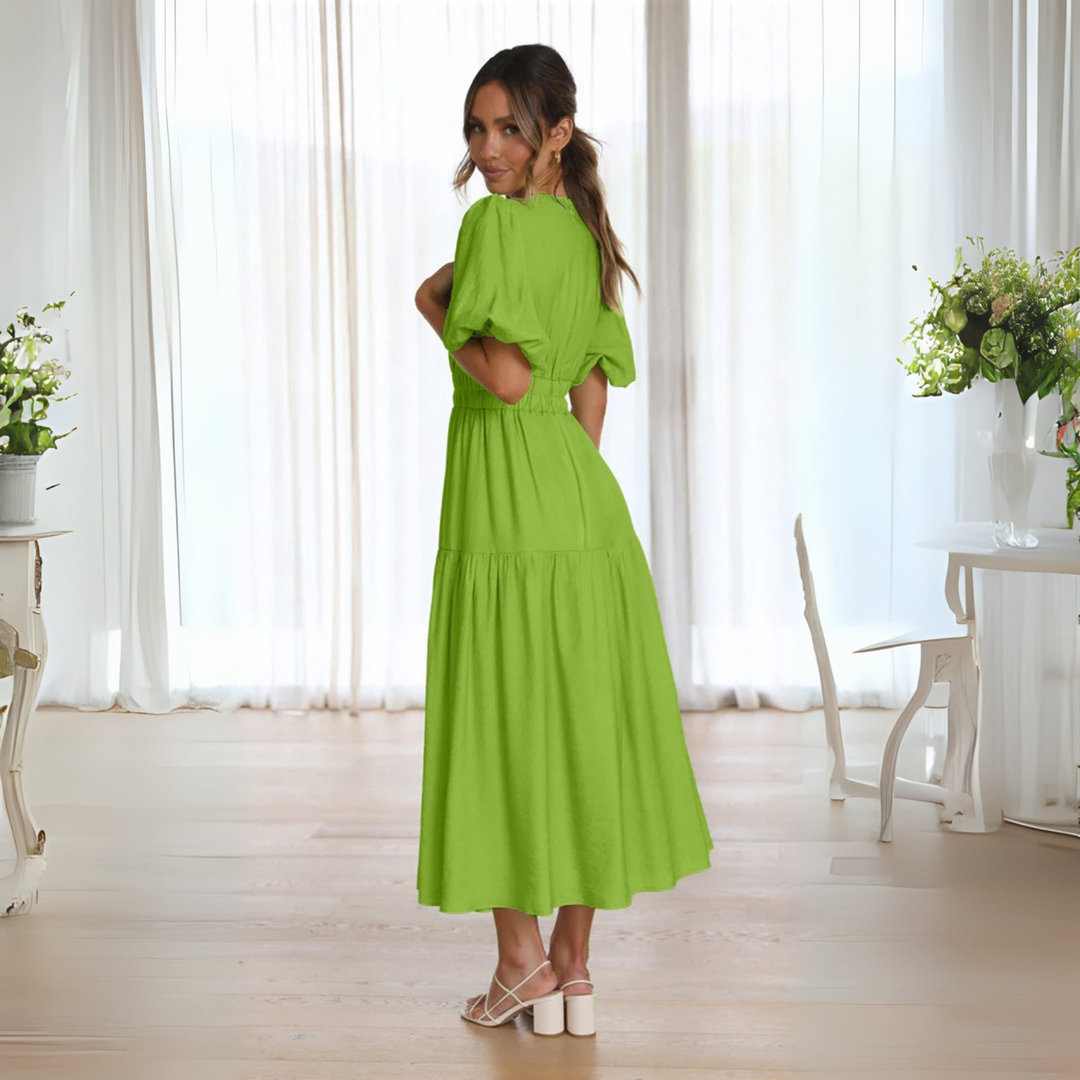 NAMU™ - Elegant V-ringad Långärmad A-linje Maxiklänning