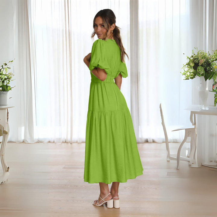 NAMU™ - Elegant V-ringad Långärmad A-linje Maxiklänning