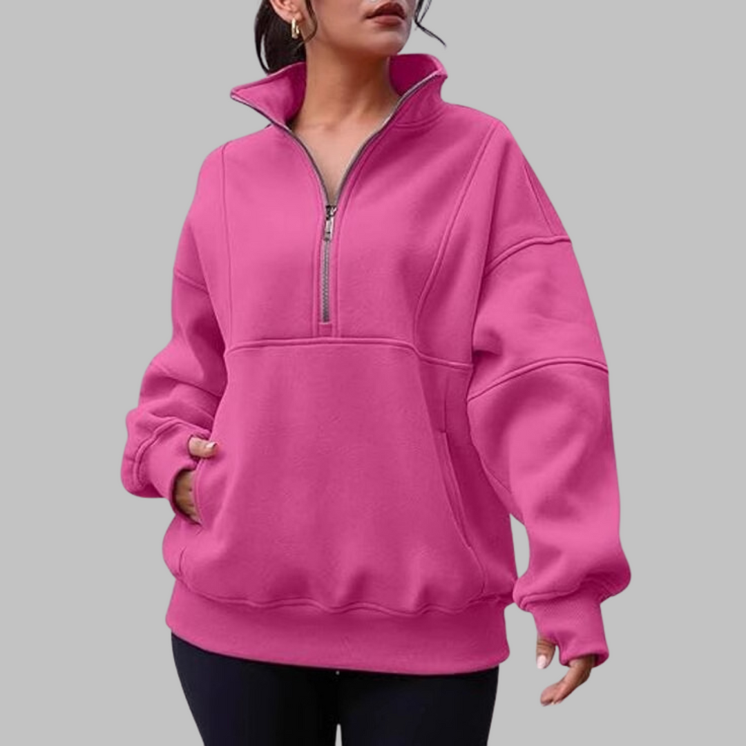 PSALM™ - Bekväm Kragad Halvdragkedja Översized Långärmad Sweatshirt