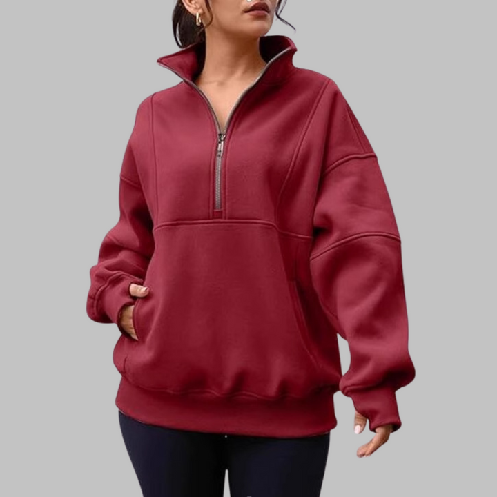 PSALM™ - Bekväm Kragad Halvdragkedja Översized Långärmad Sweatshirt