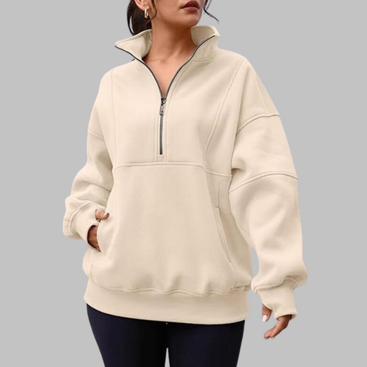 PSALM™ - Bekväm Kragad Halvdragkedja Översized Långärmad Sweatshirt