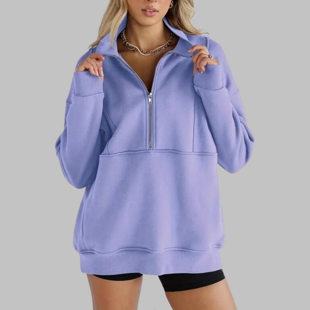 PSALM™ - Bekväm Kragad Halvdragkedja Översized Långärmad Sweatshirt