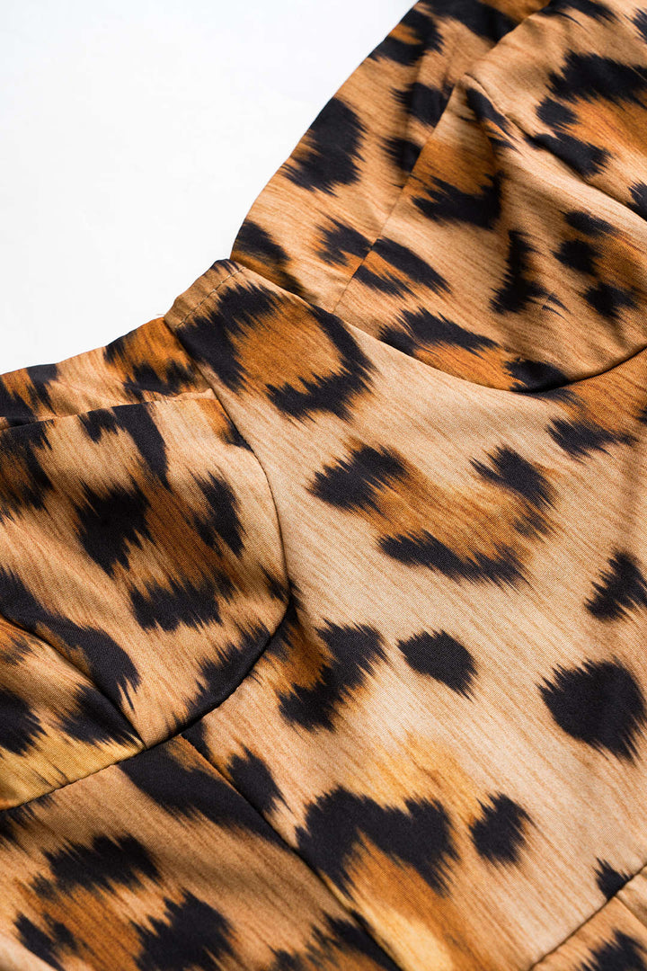 BIANCA™ - Djarv Leopardmönstrad Midiklänning