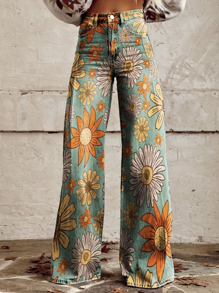 DAISY™ - Vintage Blommiga Vida Byxor
