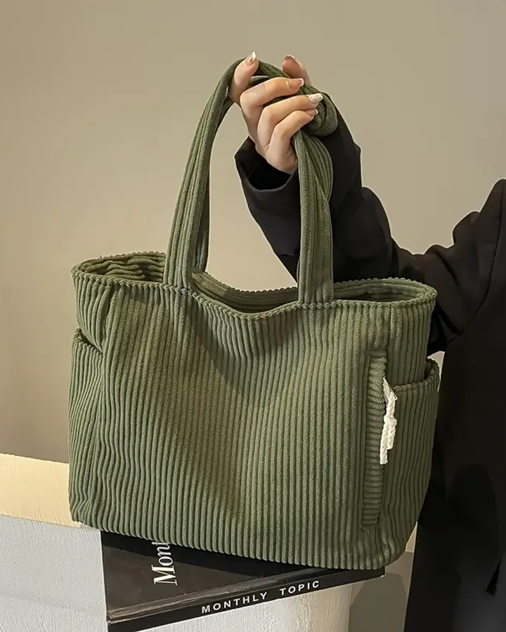 SOCIANI™ – Trendig Ribbstickad Toteväska med Dragskodetalj