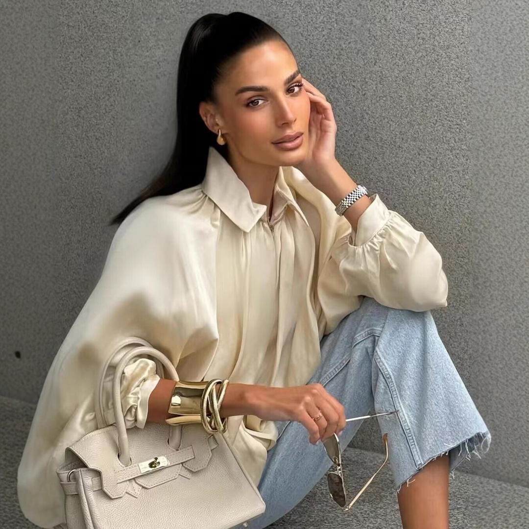 CHARLIZE™ – Vintage oversize bomberjacka med puffiga fladdermusärmar