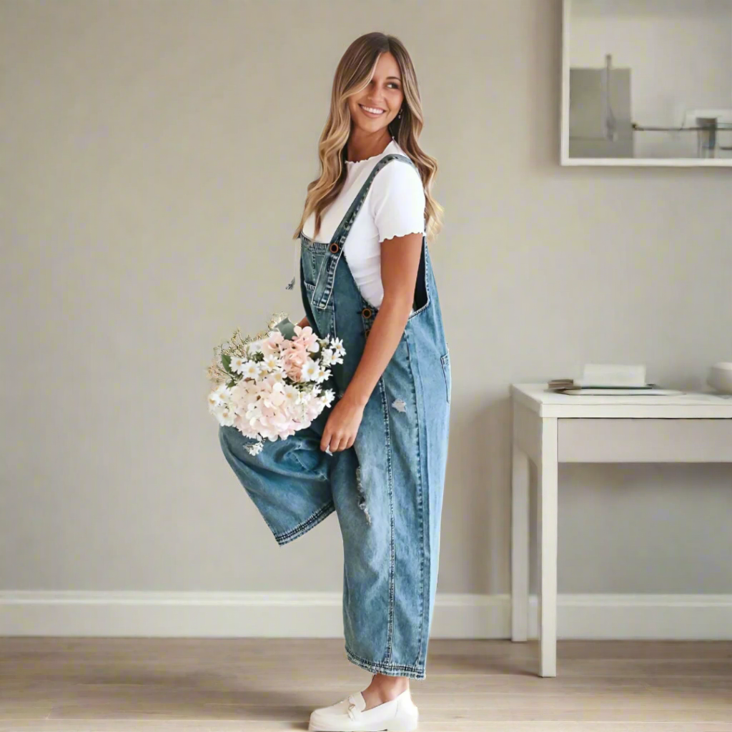 CARMELITA™ – Vintage Tvättad Justerbar Jumpsuit