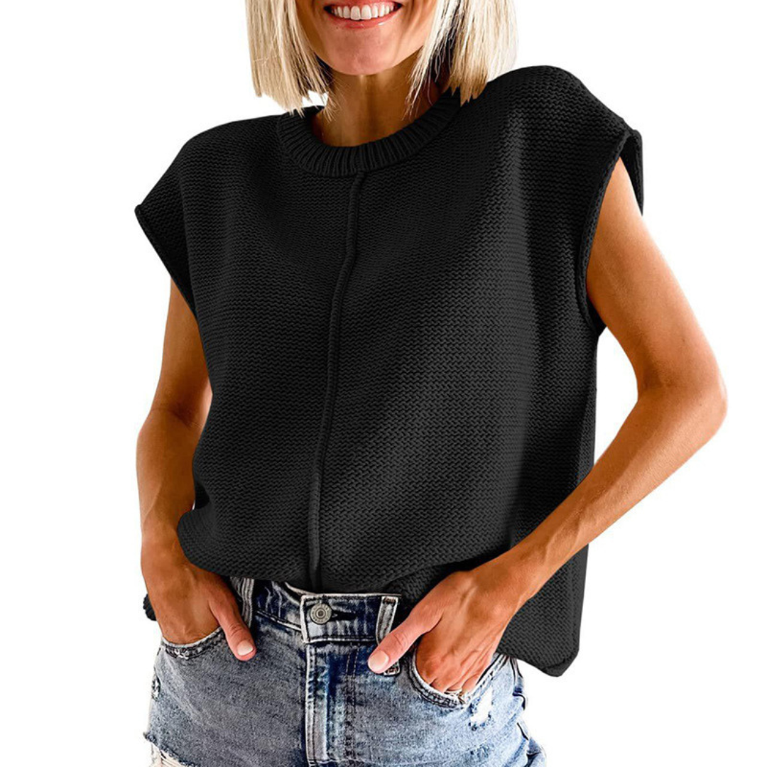 MAISIE™ - Avslappnad Minimalistisk Ärmlös Rundhalströja