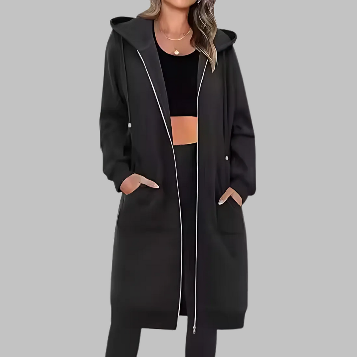 TIOMARA™ – Vardaglig oversize lång jacka med dragkedja