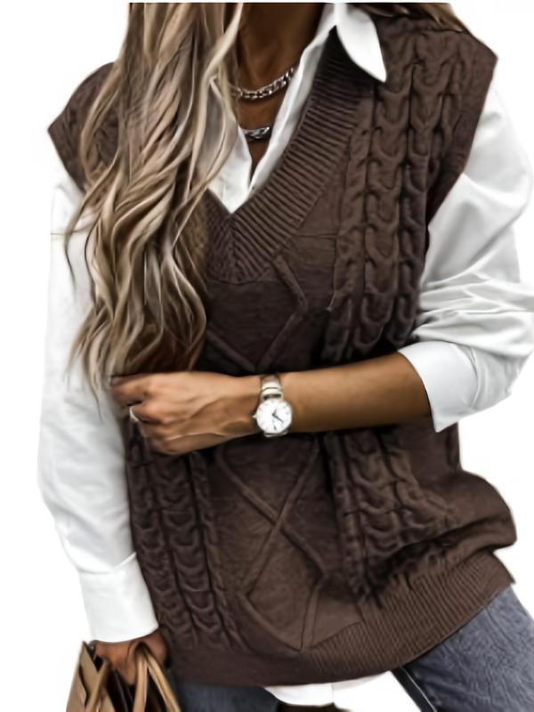 HANNAH™ - Elegant Strukturerad V-ringad Stickad Väst för Höst & Vinterlagring