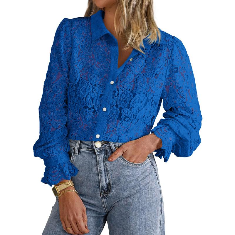 ILAW™ - Snygg Långärmad Knäppt Blus