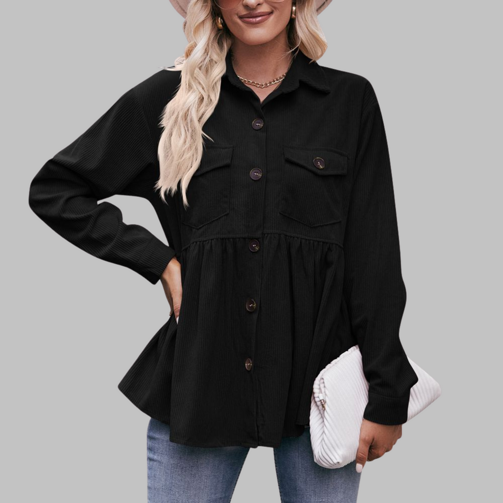 MARISA™ - Vintage Knäppt Långärmad Kragad Topp