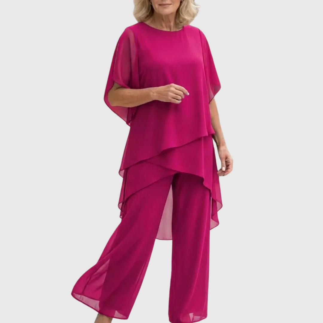 Linda | Kostym med draperade palazzobyxor