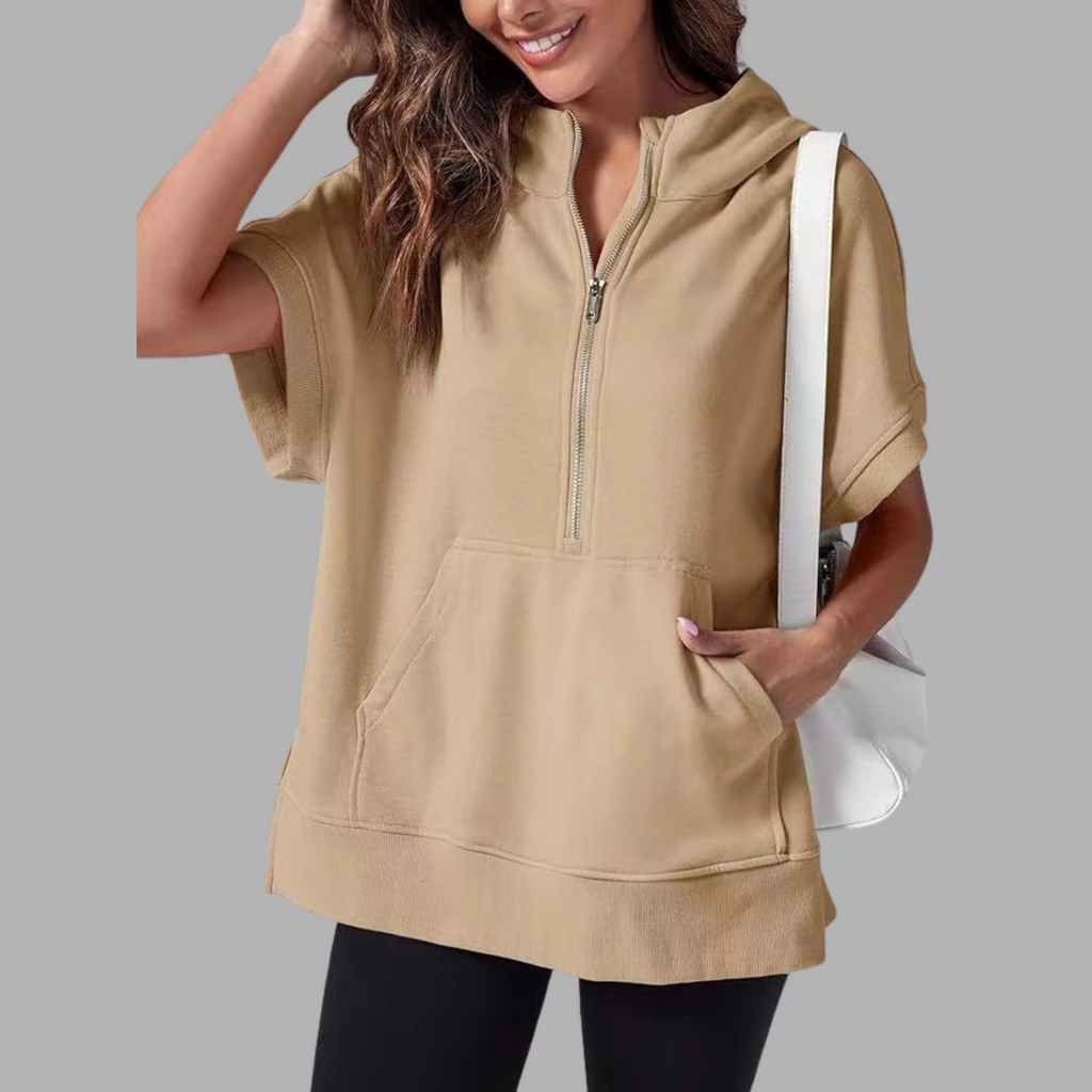 EMERLINDA™ – Avslappnad Oversize Halvblixtlås Sommarhoodie