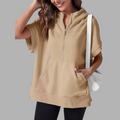 EMERLINDA™ – Avslappnad Oversize Halvblixtlås Sommarhoodie