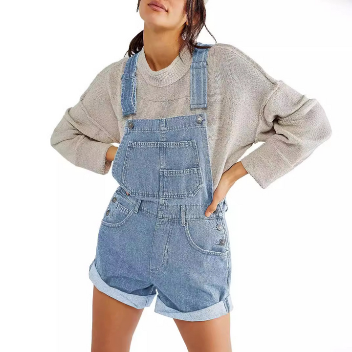 REMITA™ - Vintage Justerbara Jeanshängselshorts