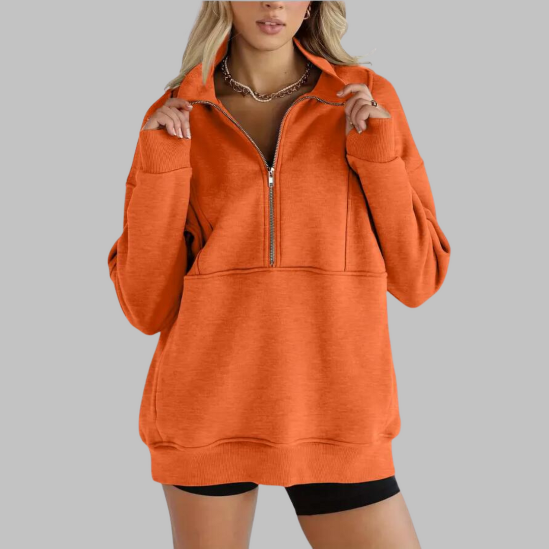 PSALM™ - Bekväm Kragad Halvdragkedja Översized Långärmad Sweatshirt