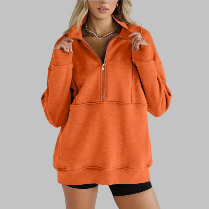 PSALM™ - Bekväm Kragad Halvdragkedja Översized Långärmad Sweatshirt