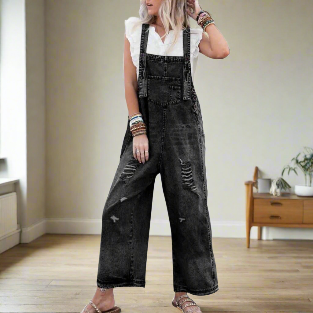 CARMELITA™ – Vintage Tvättad Justerbar Jumpsuit