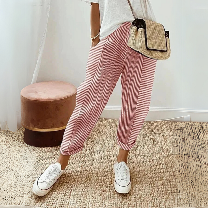 FLORIANE™ - Avslappnade Boho Randiga Byxor