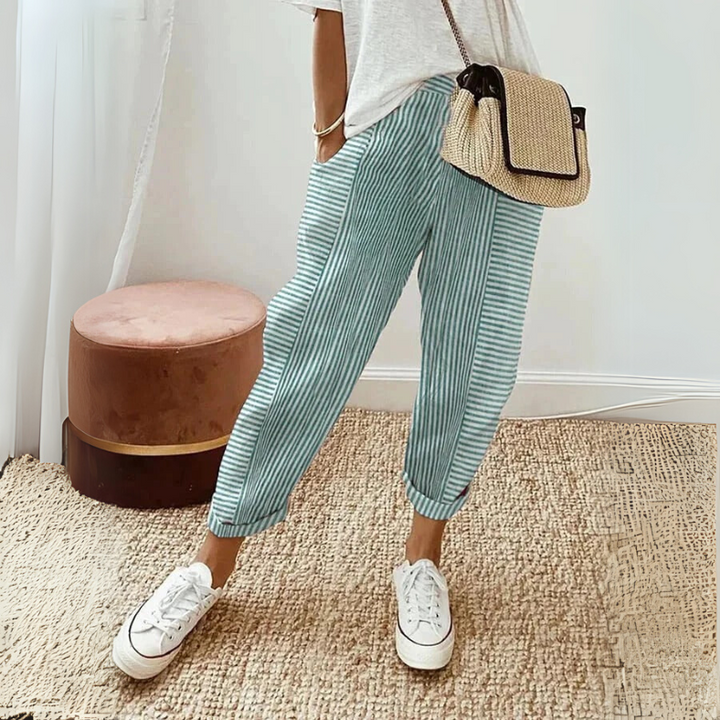FLORIANE™ - Avslappnade Boho Randiga Byxor