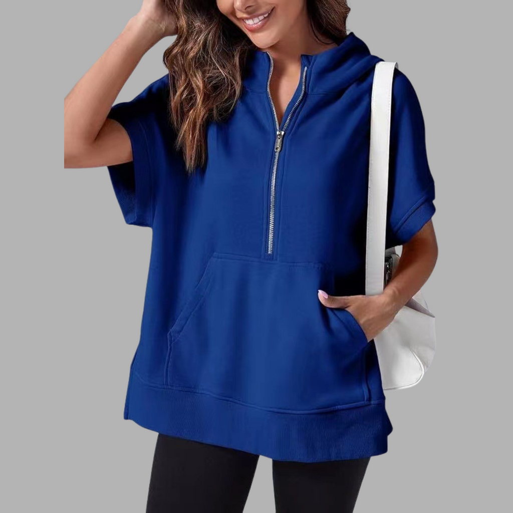 EMERLINDA™ – Avslappnad Oversize Halvblixtlås Sommarhoodie