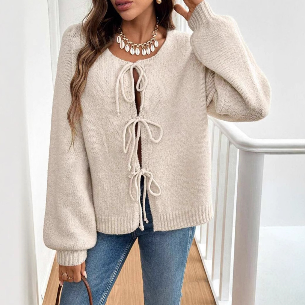 ADRIENNE™ - Chic Långärmad Rundhalsad Knytkofta