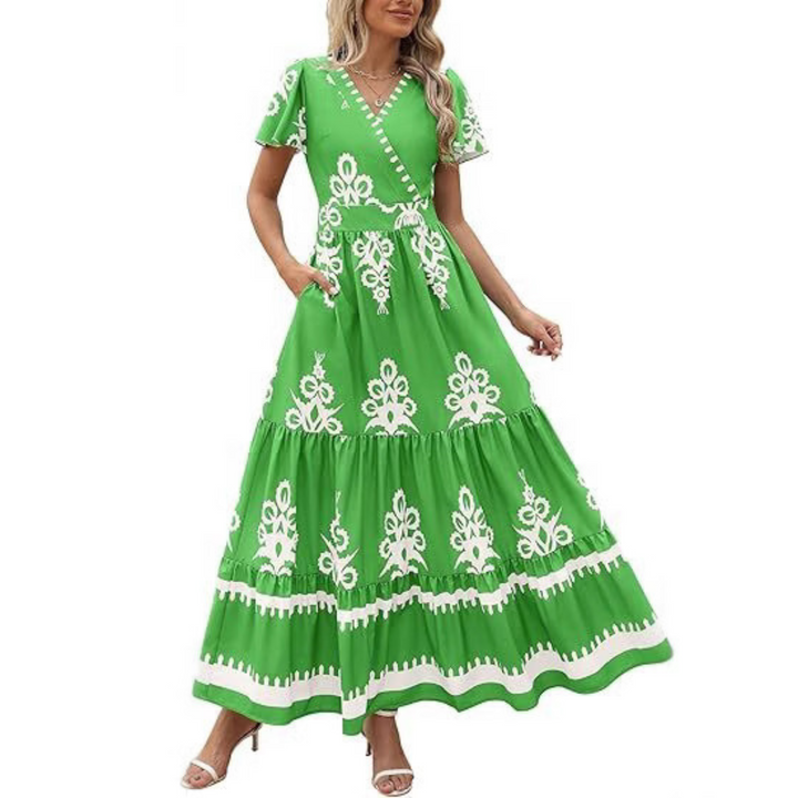 HELLENORE™ - Avslappnad Chic Blommig Maxiklänning