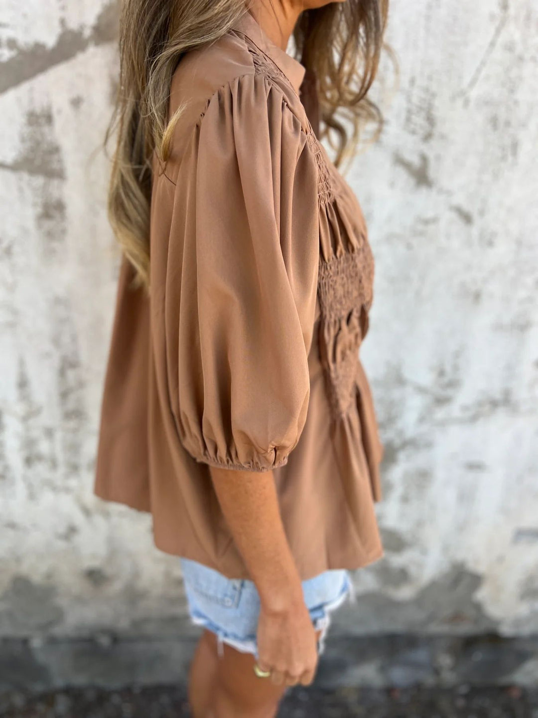 ELIZA™ - Plisserad Knäppt Blus