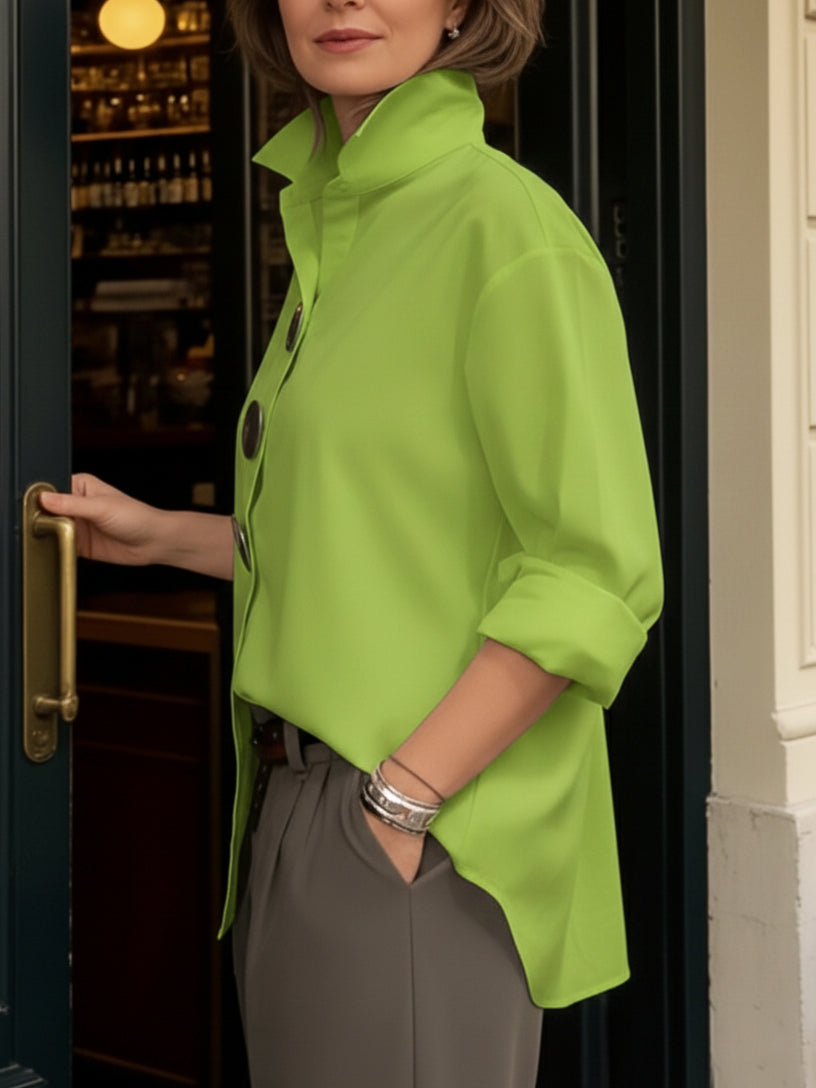 Rosaline | Statement-blus med Knappar och Ståkrage