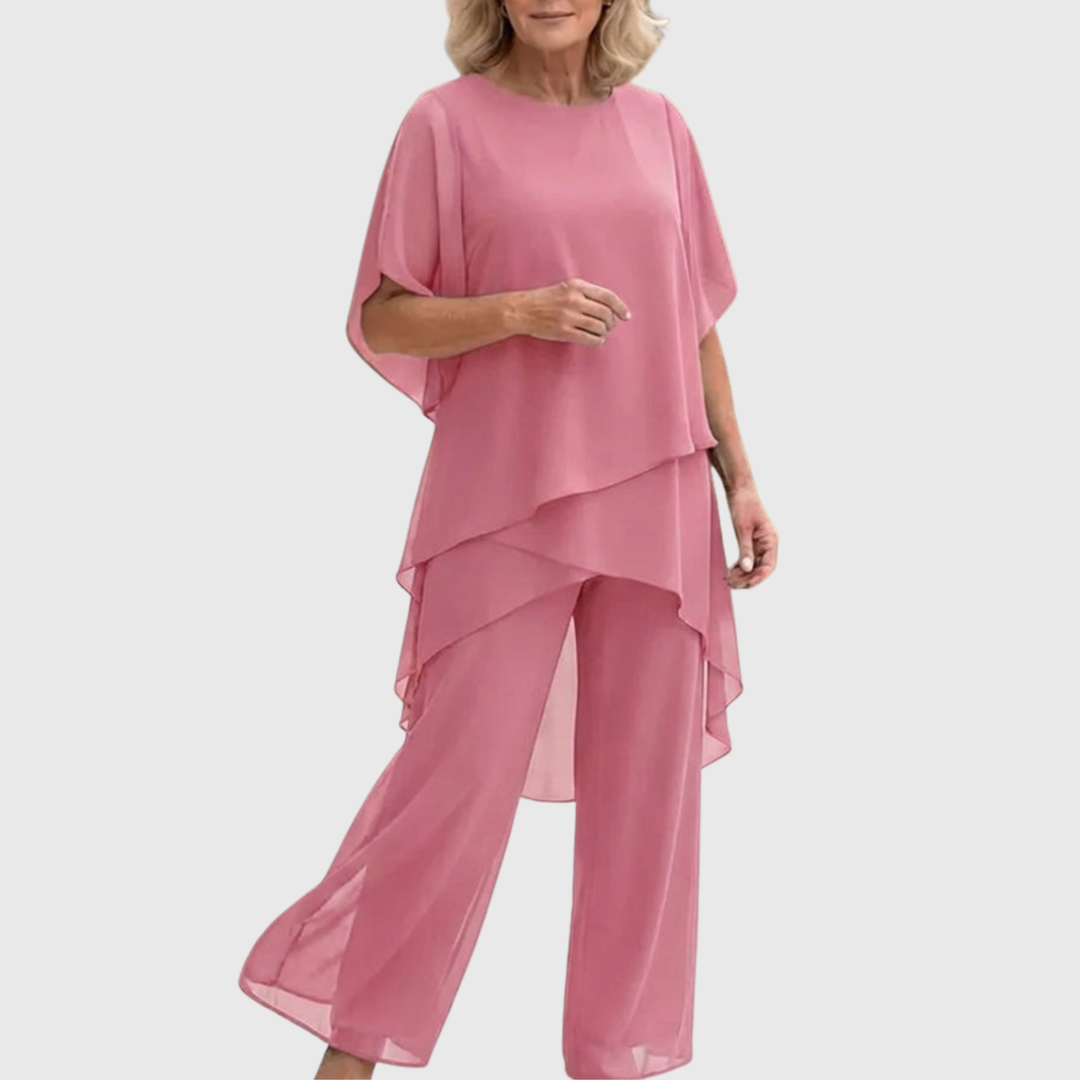 Linda | Kostym med draperade palazzobyxor