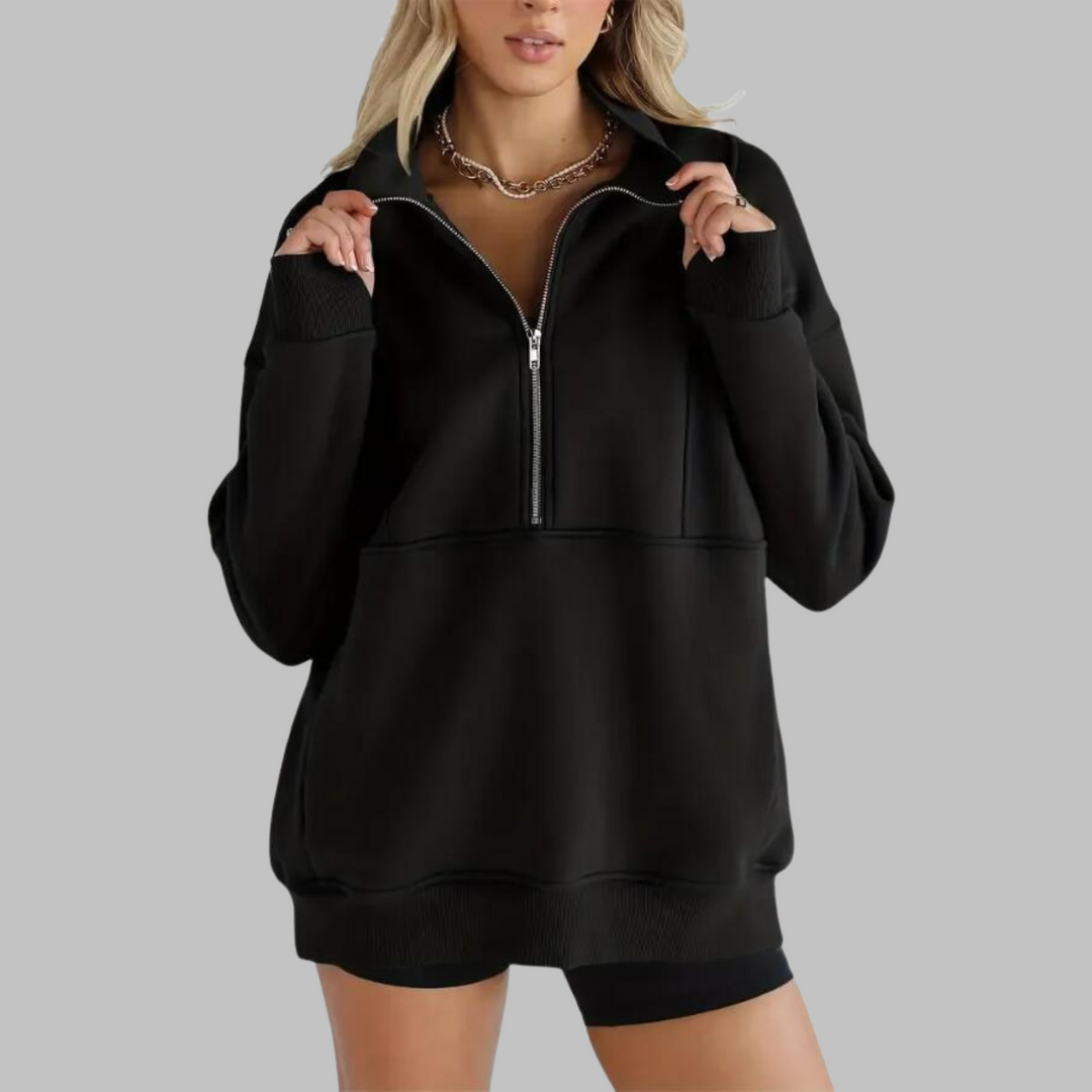 PSALM™ - Bekväm Kragad Halvdragkedja Översized Långärmad Sweatshirt