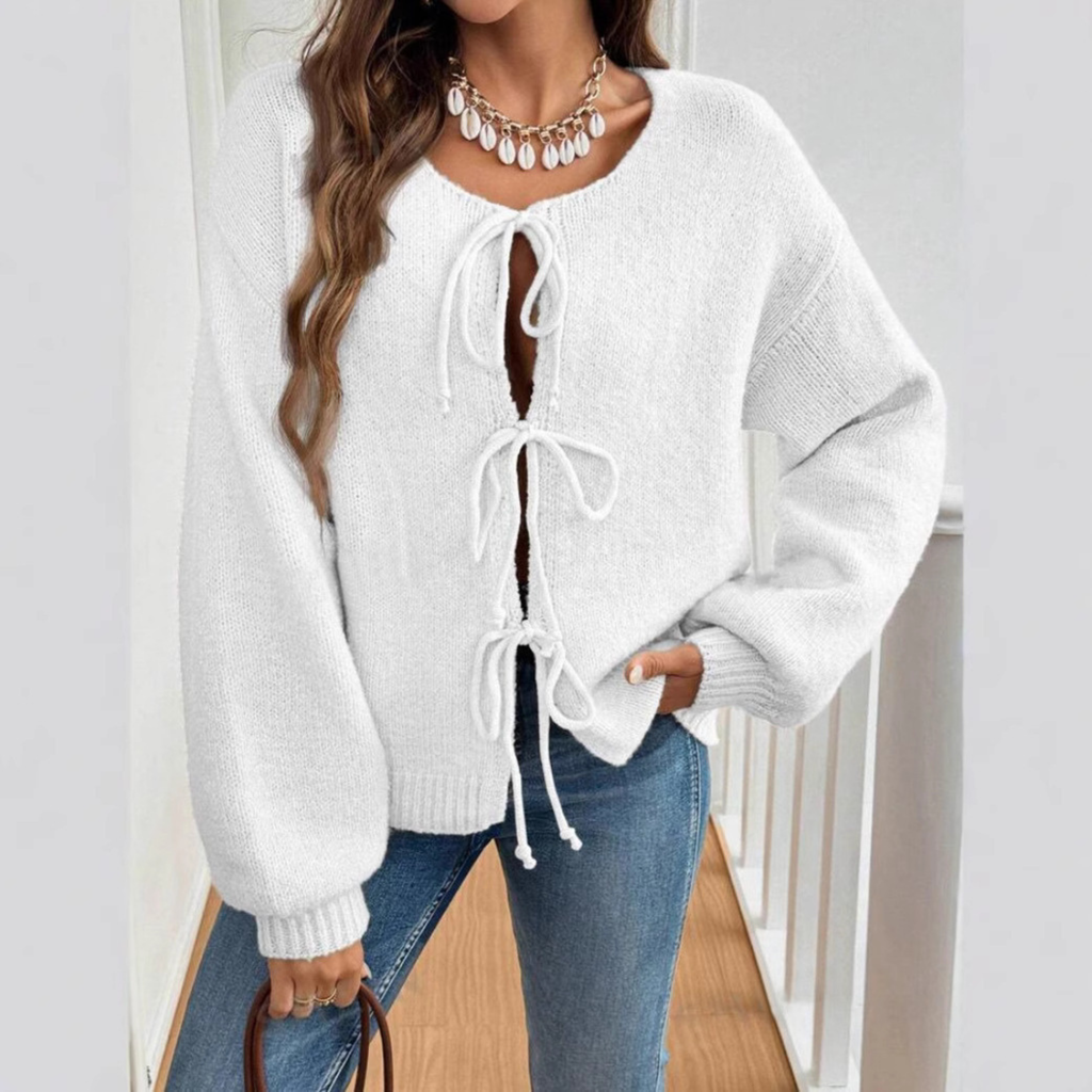 ADRIENNE™ - Chic Långärmad Rundhalsad Knytkofta
