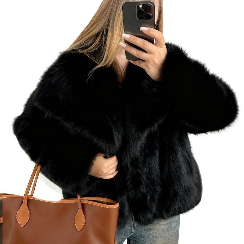 LAURENCE™ – Snygg croppad fuskpälskappa för höst- och vinteroutfits