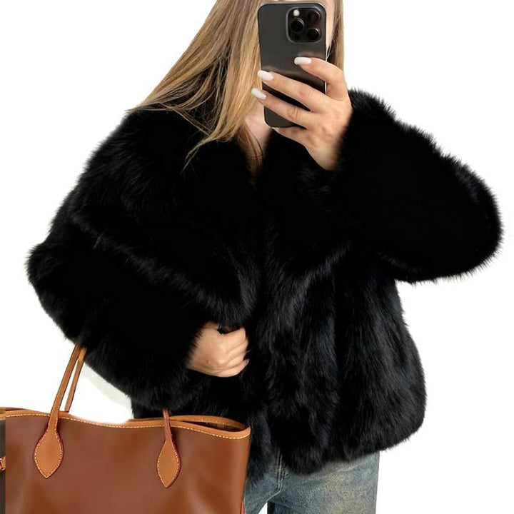 LAURENCE™ – Snygg croppad fuskpälskappa för höst- och vinteroutfits