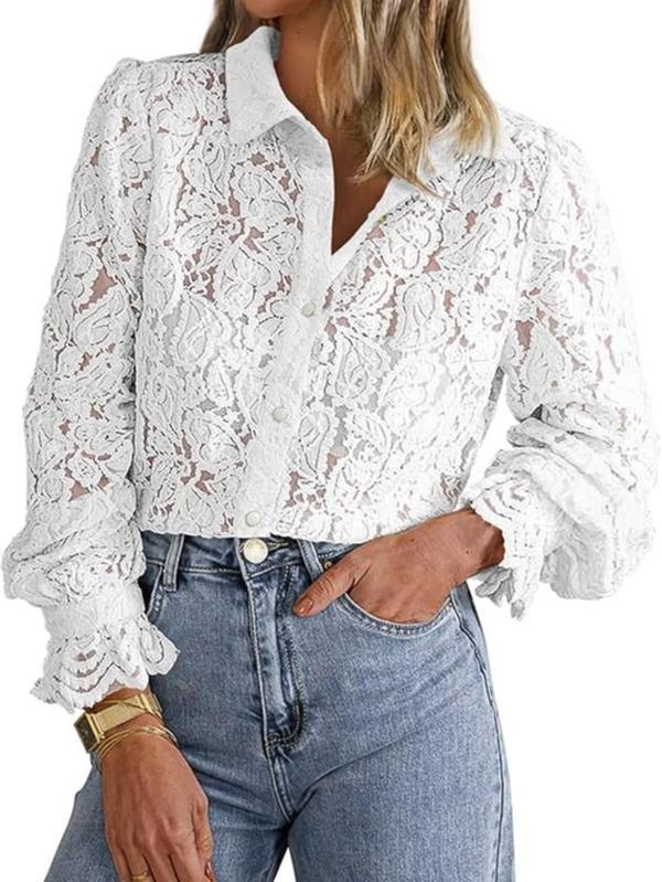 ILAW™ - Snygg Långärmad Knäppt Blus
