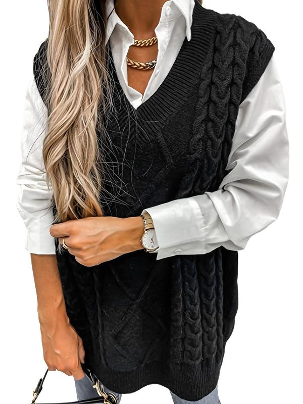 HANNAH™ - Elegant Strukturerad V-ringad Stickad Väst för Höst & Vinterlagring