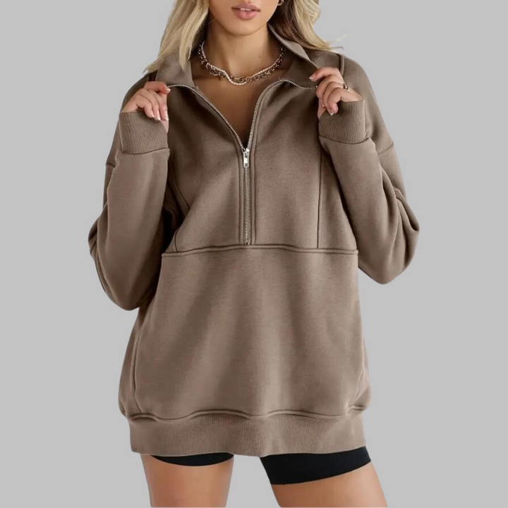 PSALM™ - Bekväm Kragad Halvdragkedja Översized Långärmad Sweatshirt
