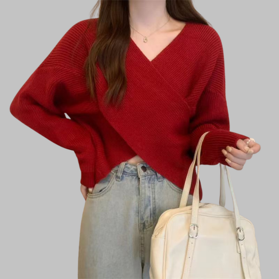 QUENNELL™ - Elegant V-ringad Långärmad Omlottröja