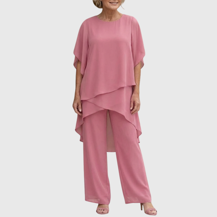 Linda | Kostym med draperade palazzobyxor