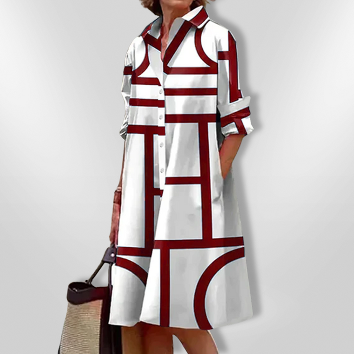 CHEZKA™ - Elegant Geometrisk Midiklänning