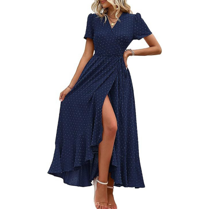 MARJORIE™ - Mysig Sommarwrap Volangfåll Splitmaxiklänning
