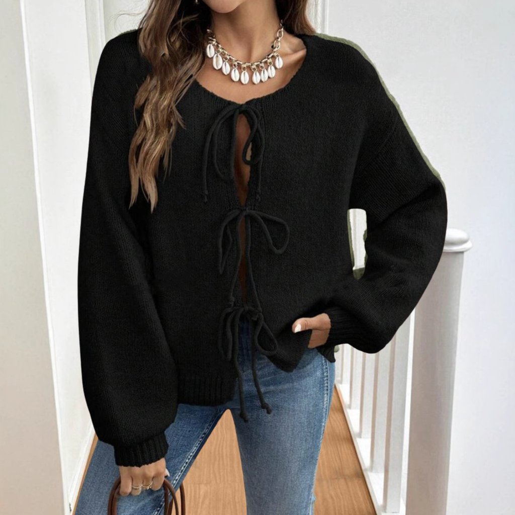 ADRIENNE™ - Chic Långärmad Rundhalsad Knytkofta