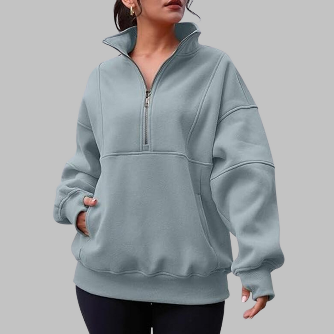 PSALM™ - Bekväm Kragad Halvdragkedja Översized Långärmad Sweatshirt