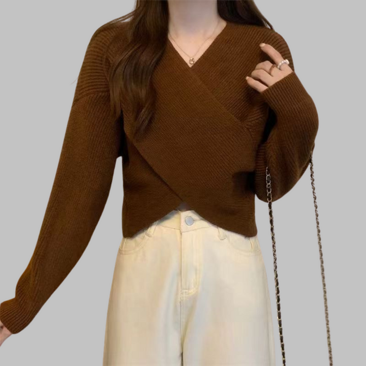 QUENNELL™ - Elegant V-ringad Långärmad Omlottröja