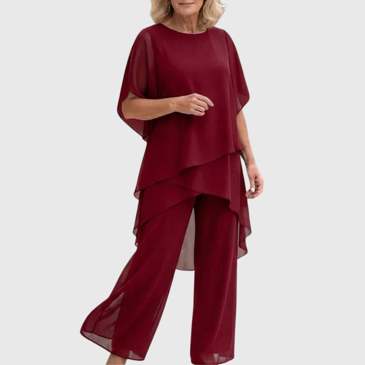 Linda | Kostym med draperade palazzobyxor