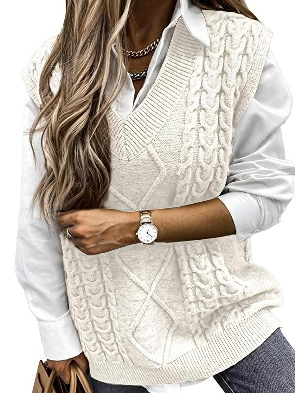 HANNAH™ - Elegant Strukturerad V-ringad Stickad Väst för Höst & Vinterlagring
