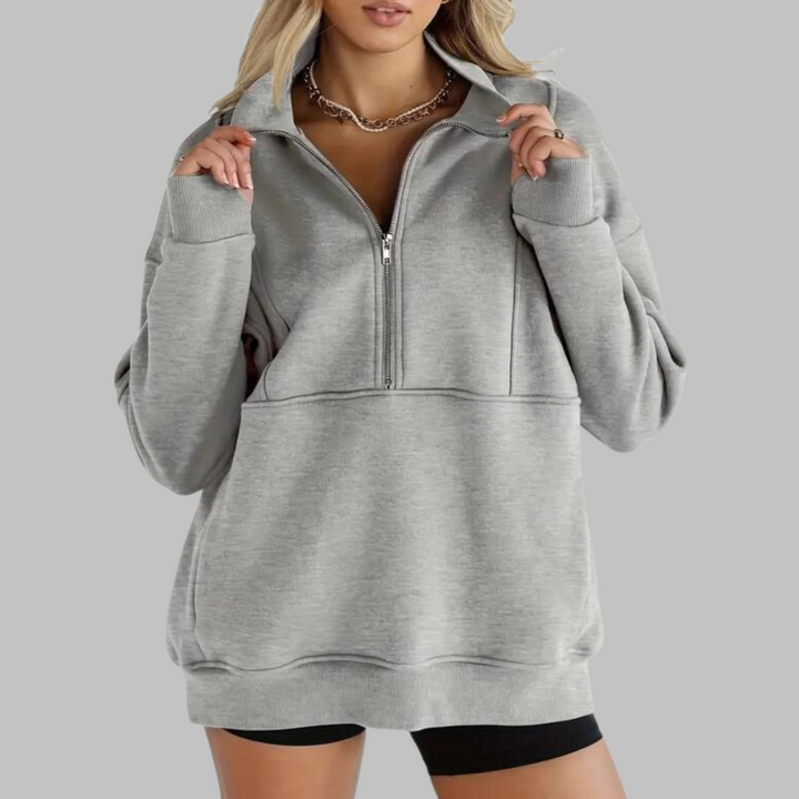 PSALM™ - Bekväm Kragad Halvdragkedja Översized Långärmad Sweatshirt